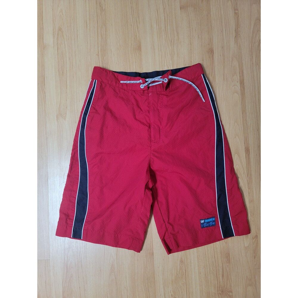 Gap Kids Swimwear Red Navy Side Stripe Board Shorts Boys XL 14-16